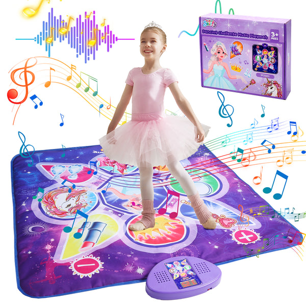 Dance Mat, Unicorn Toys for Girls Electronic Dance Pad with 7 Games Mode, Dance Games with Touch Sensitive LED Lights, Birthday Party Games for Toddler Girls for 3-12