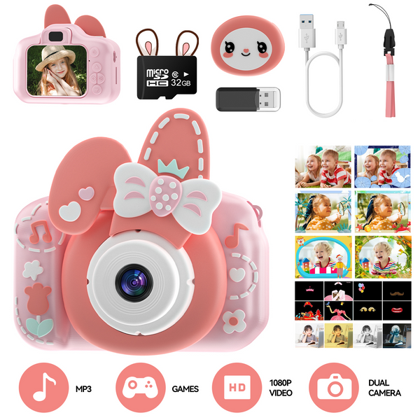 Kids Camera,1080P HD Kids Digital Camera with 32G TF Card,Pink Cameras for Photography and Video Recording Best Toy for Girls, Camera for Kids 6-8 Easter Gift,Birthday Gifts